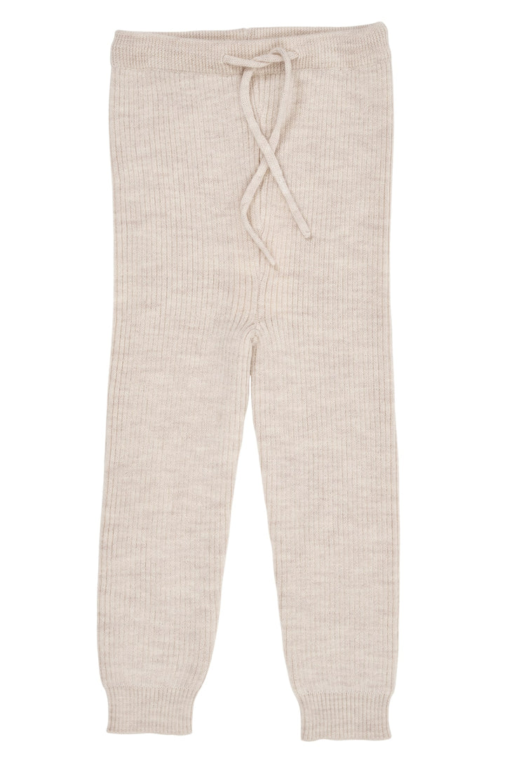 KLASSISK MERINO RIB LEGGINGS M. BINDEBÅND - UNISEX - PALE CREAM MELANGE