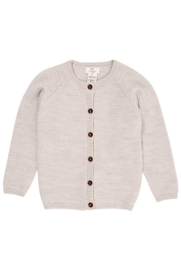 STRIKKET CARDIGAN I MERINOULD - PALE CREAM MELANGE