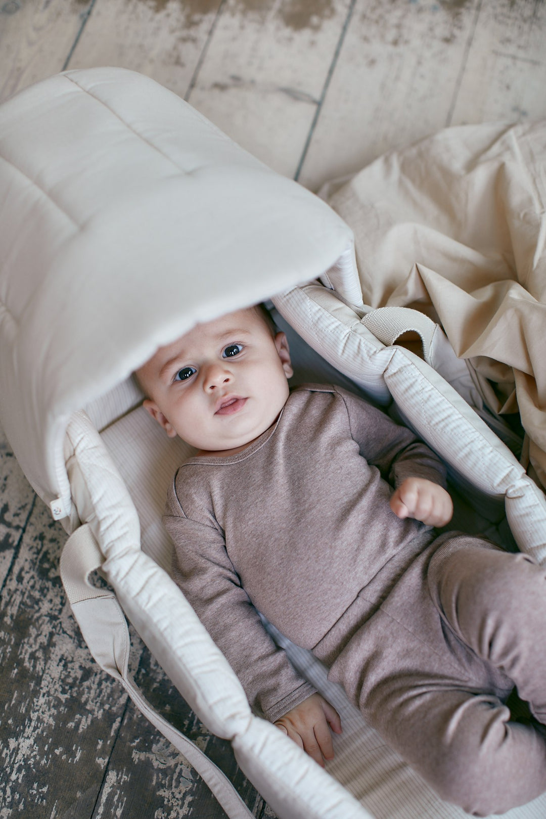 MULTIFUNKTIONEL KALECHE TIL BABY LIFT - CREAM SOLID W. CREAM STRIPE