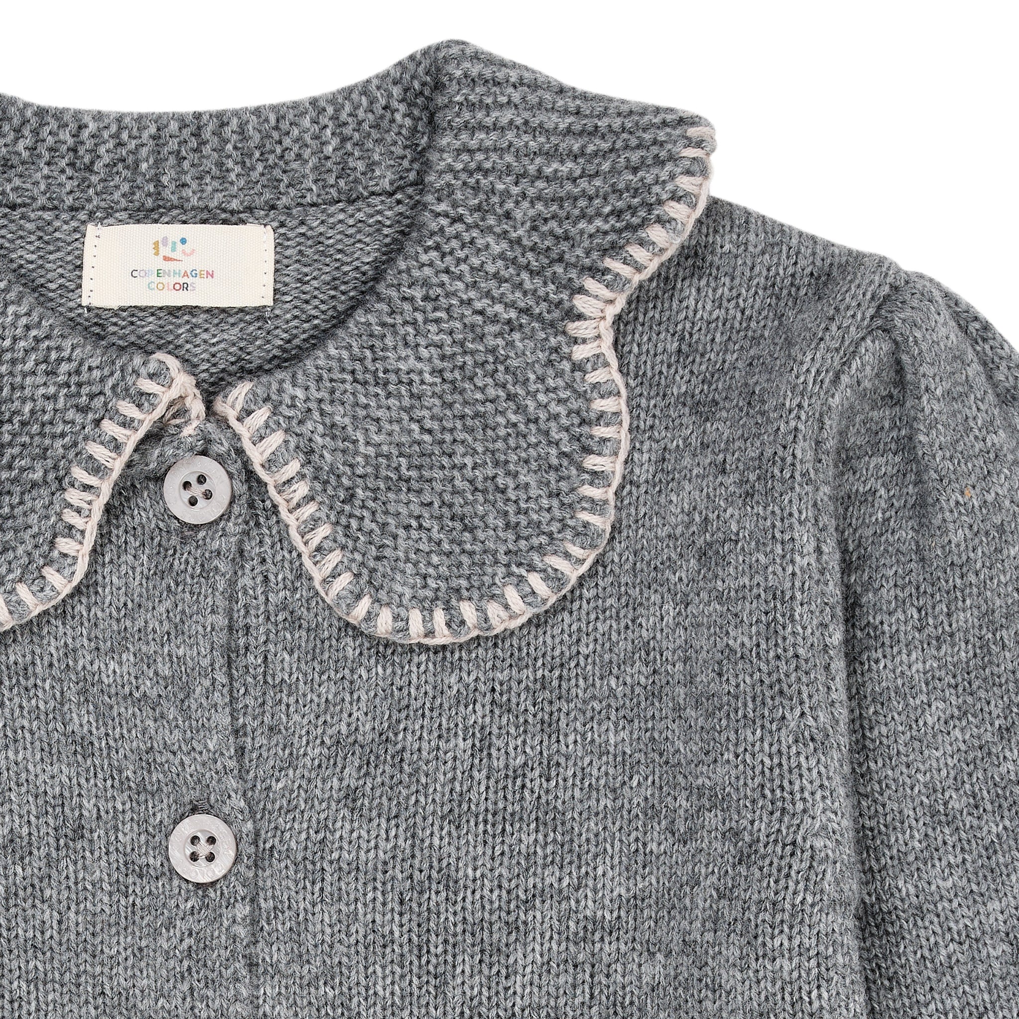 CASHMERE CARDIGAN MED KRAVE - GREY MEL