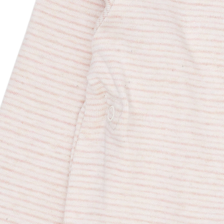 STRIBET BABY BODYSTOCKING MED SIDELUKNING OG LANGE ÆRMER - SOFT PINK STRIPE