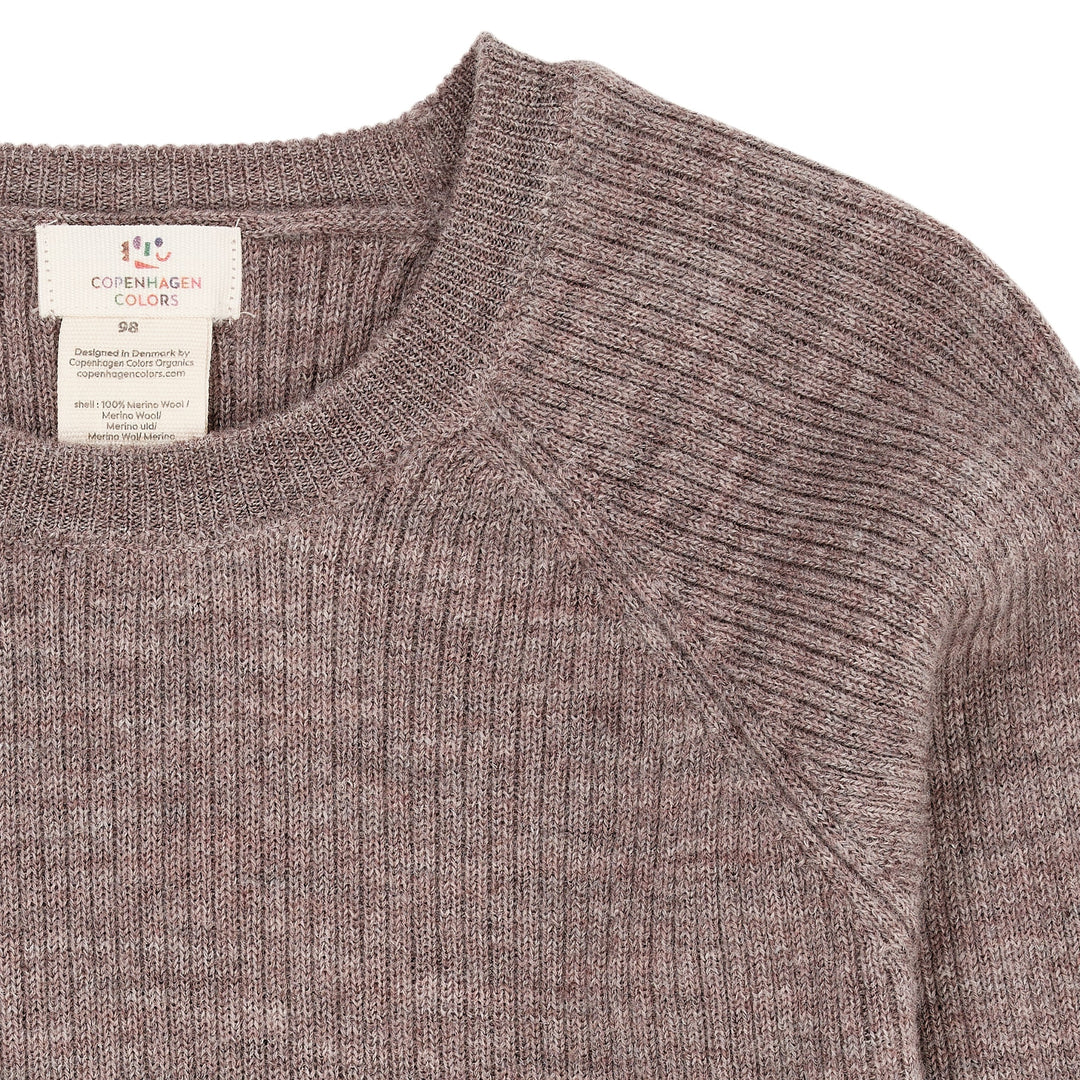 KLASSISK MERINO BLUSE I RIB - NATURAL MELANGE