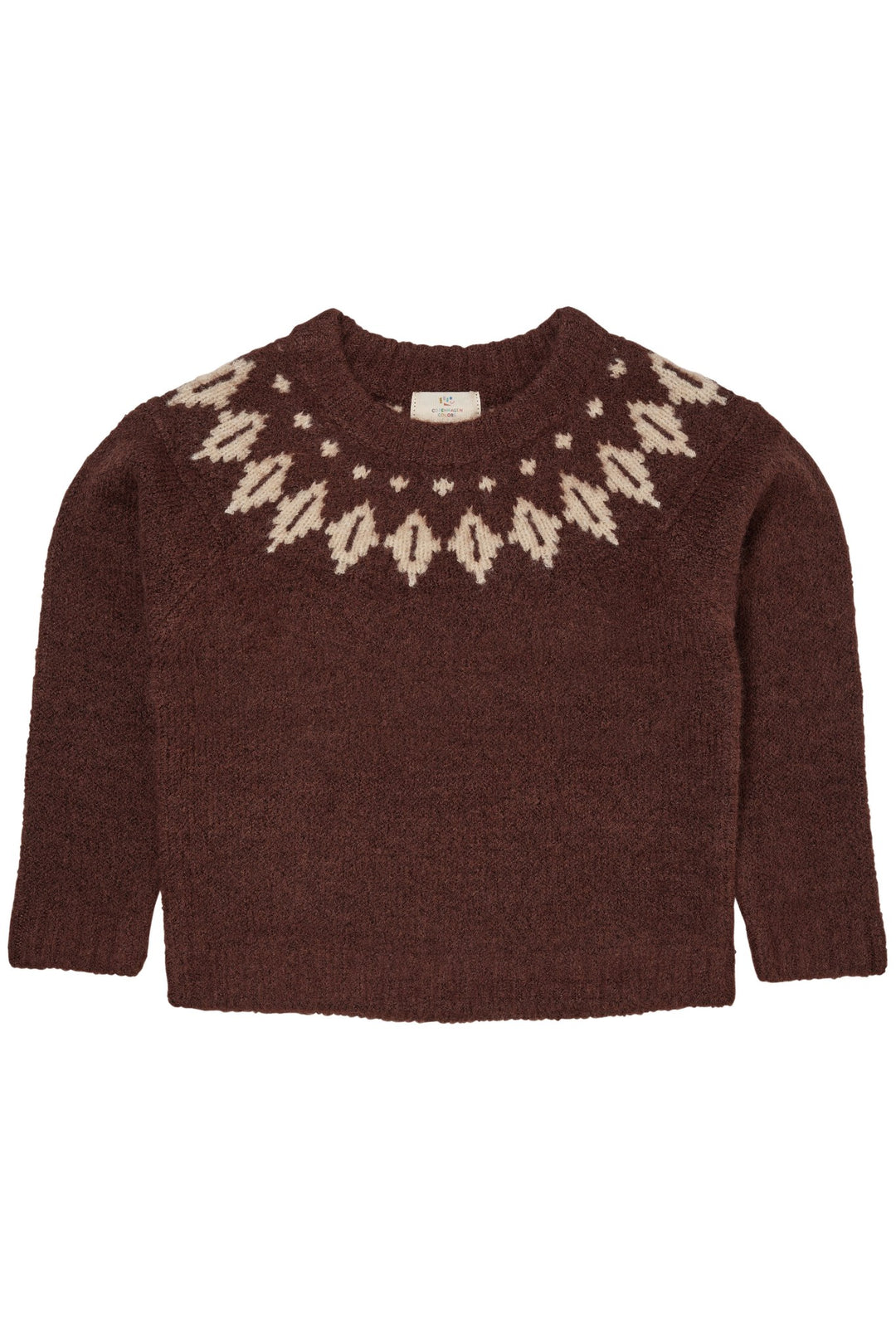 ISLANDSK ULD BLUSE - DK BROWN/CREAM COMBI