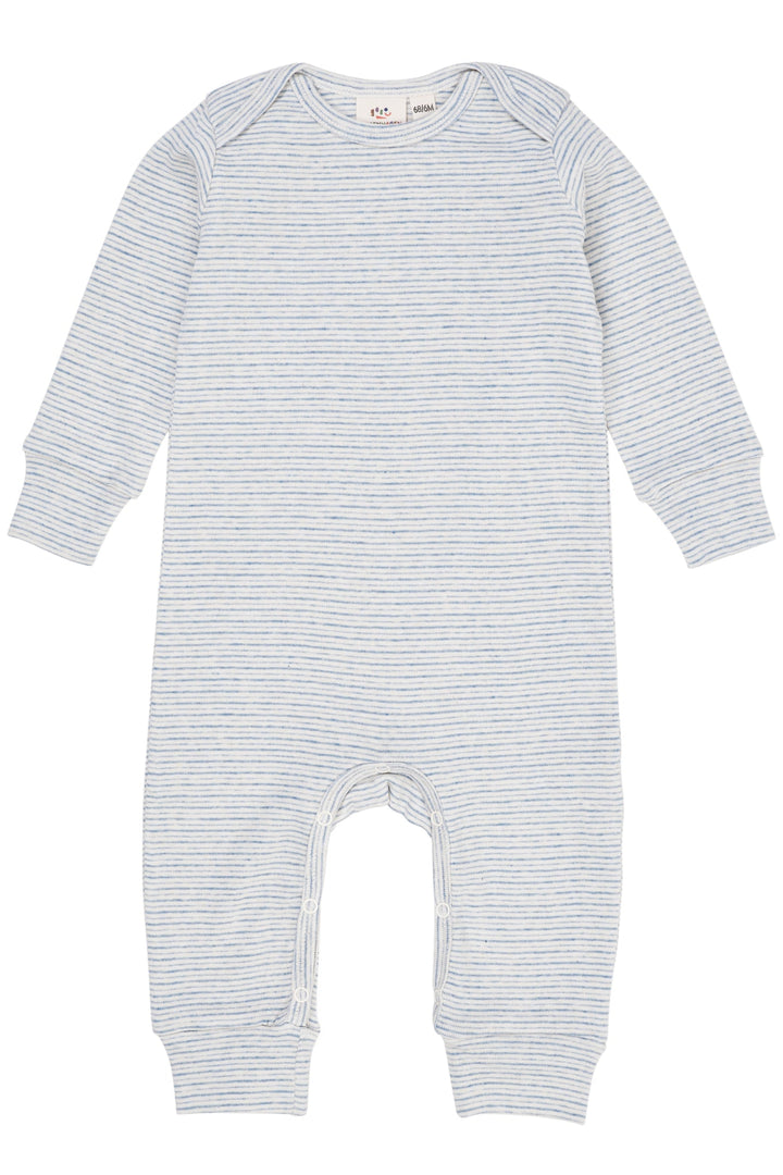 STRIBET ROMPER MED LANGE ÆRMER - LT BLUE STRIPE