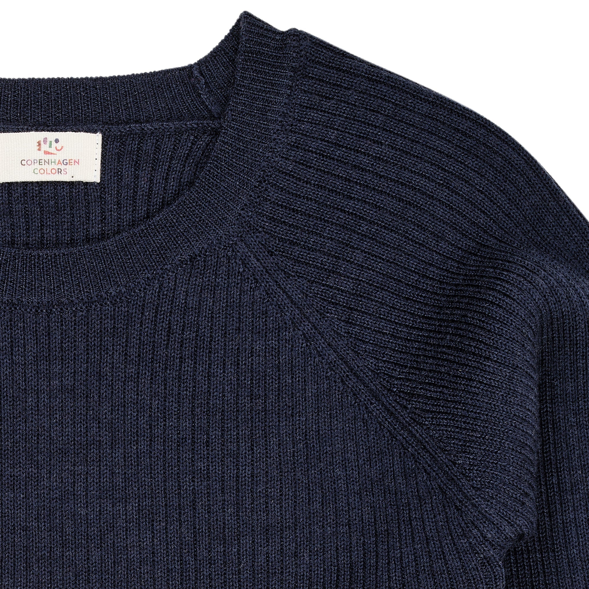 KLASSISK MERINO BLUSE I RIB - NAVY