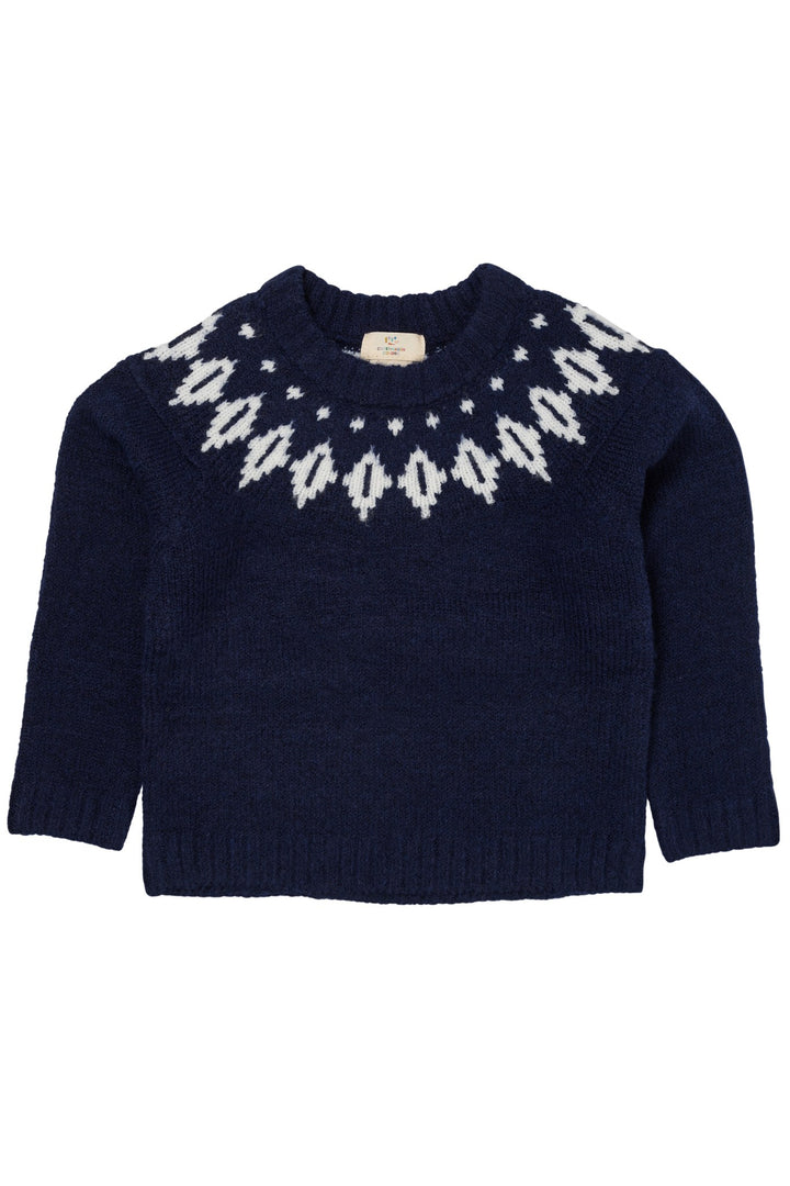 ISLANDSK ULD BLUSE - NAVY/CREAM COMBI