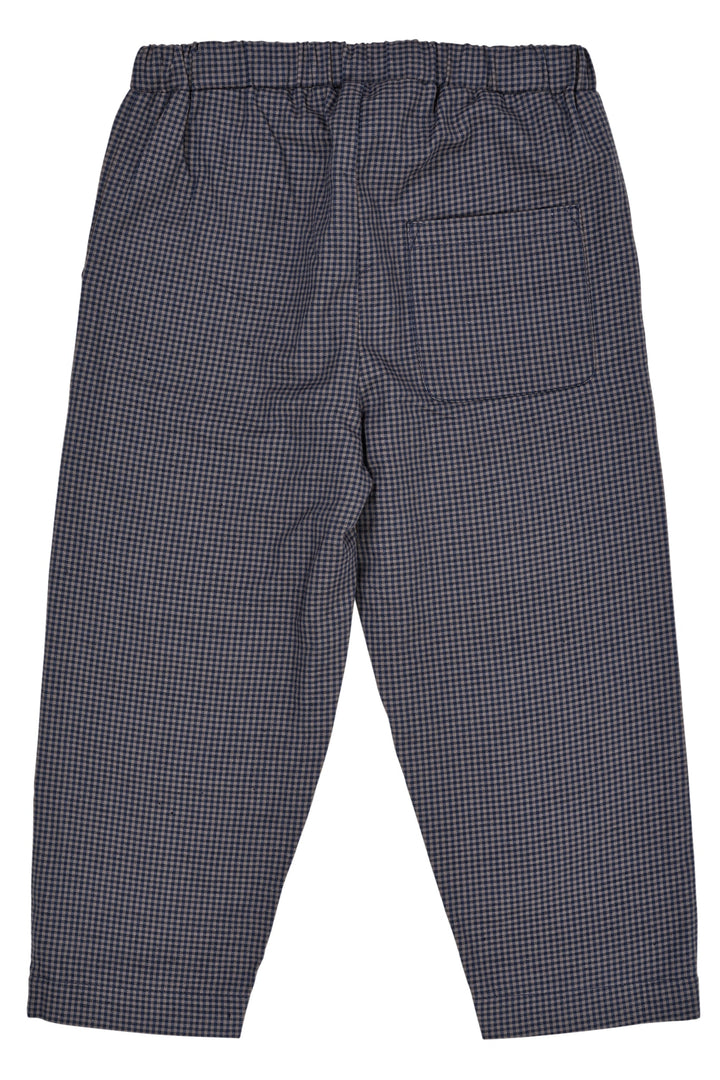 TERNET BUKSER M. ELASTIK I TALJE - NAVY CHECK COMBI