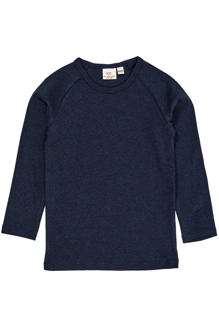 LANGÆRMET T-SHIRT I MELANGE - NAVY MELANGE
