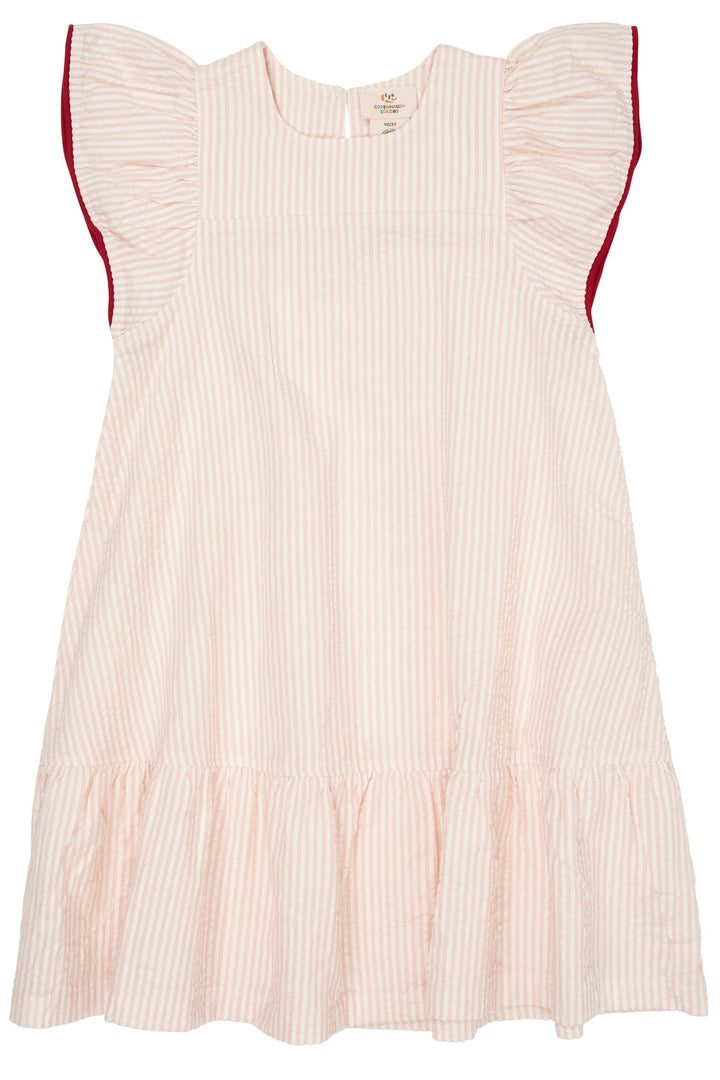 BONDEKJOLE M. KONTRAST KANT - DUSTY ROSE W CREAM STRIPE W BERRY