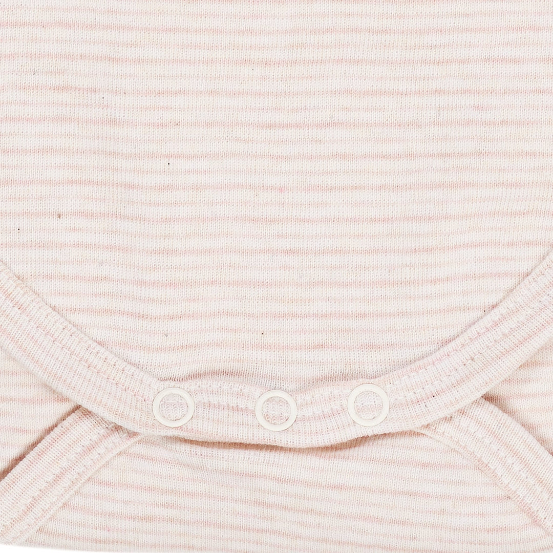 STRIBET BODYSTOCKING MED LANGE ÆRMER - SOFT PINK STRIPE