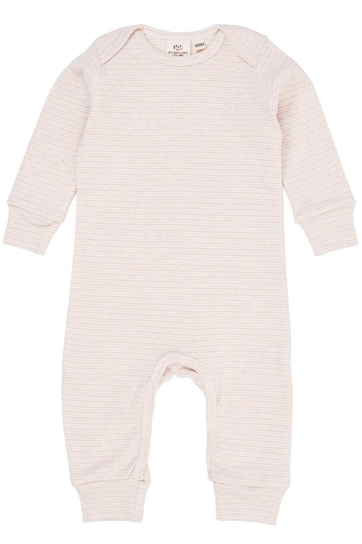 STRIBET ROMPER MED LANGE ÆRMER - SOFT PINK STRIPE
