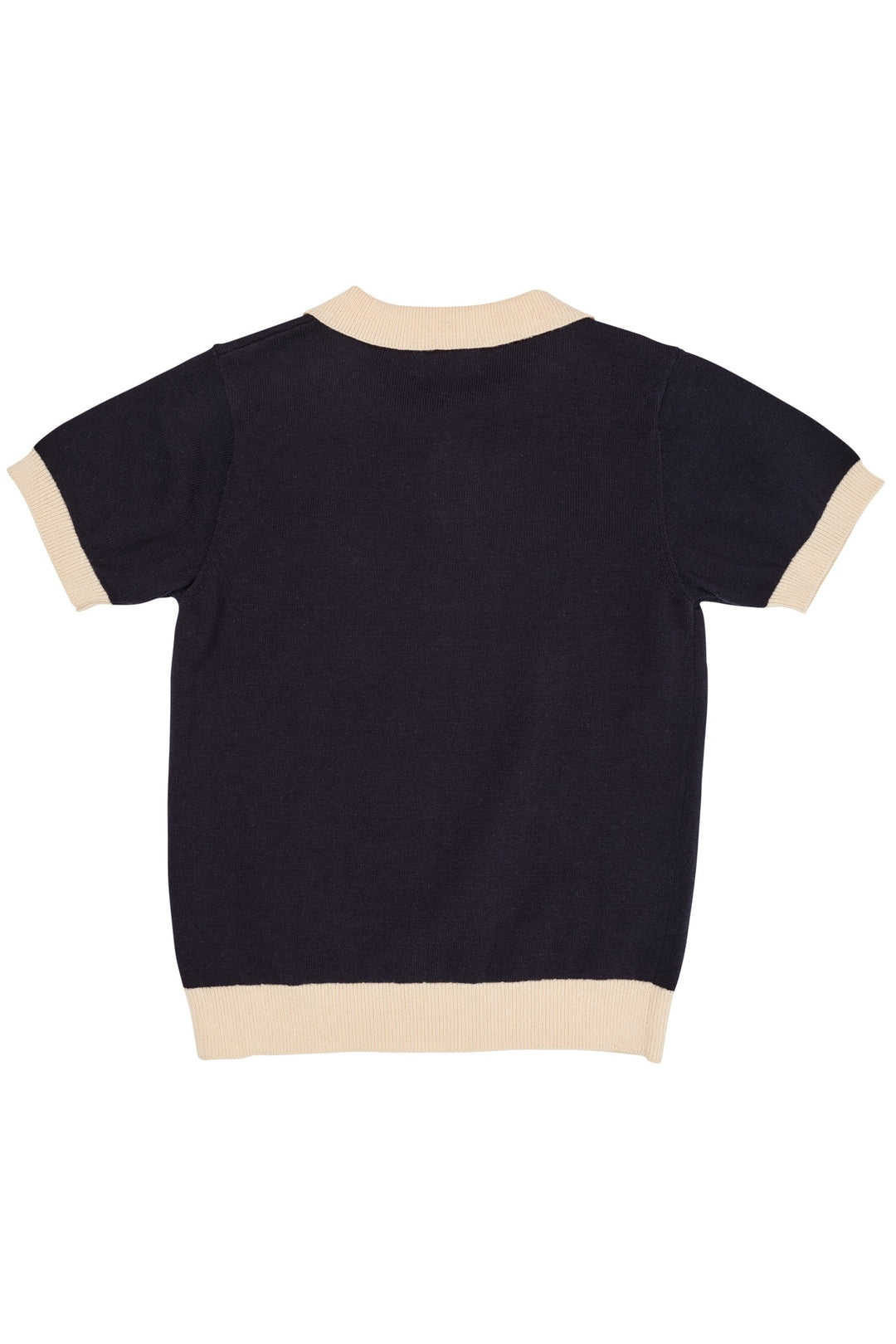 STRIKKET POLO M. BÅDE - NAVY/CREAM COMB