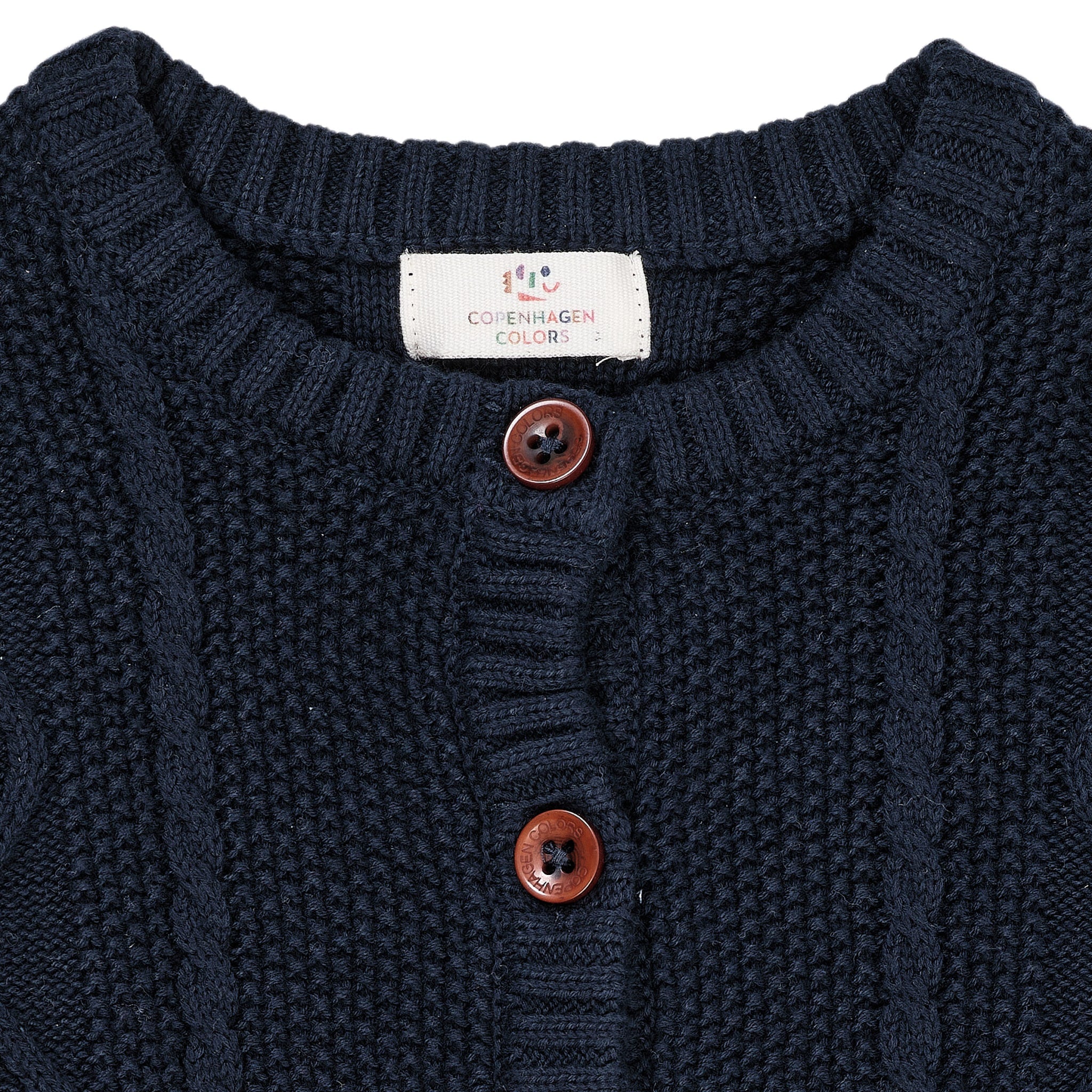 KABELSTRIKKET CARDIGAN - NAVY